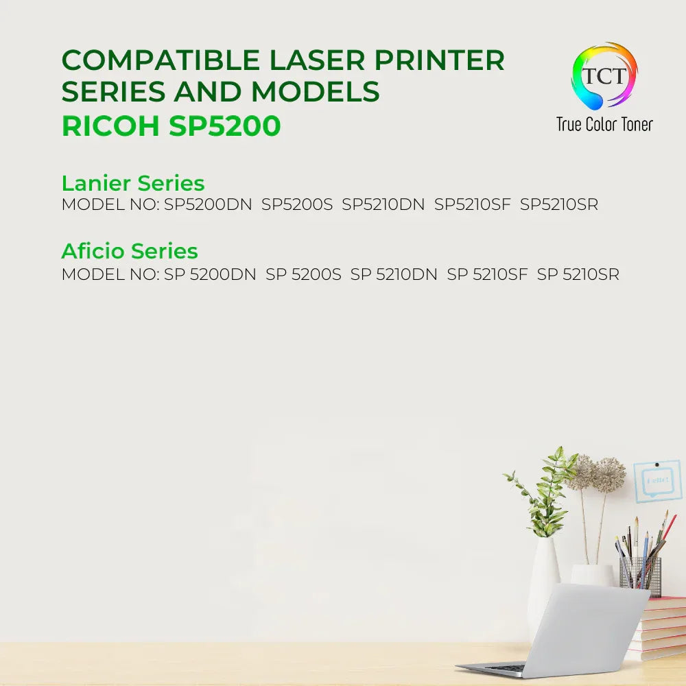 TCT SP5200 Toner Cartridge - Premium Compatible Replacement for Ricoh 406683 Black - True Color Toner