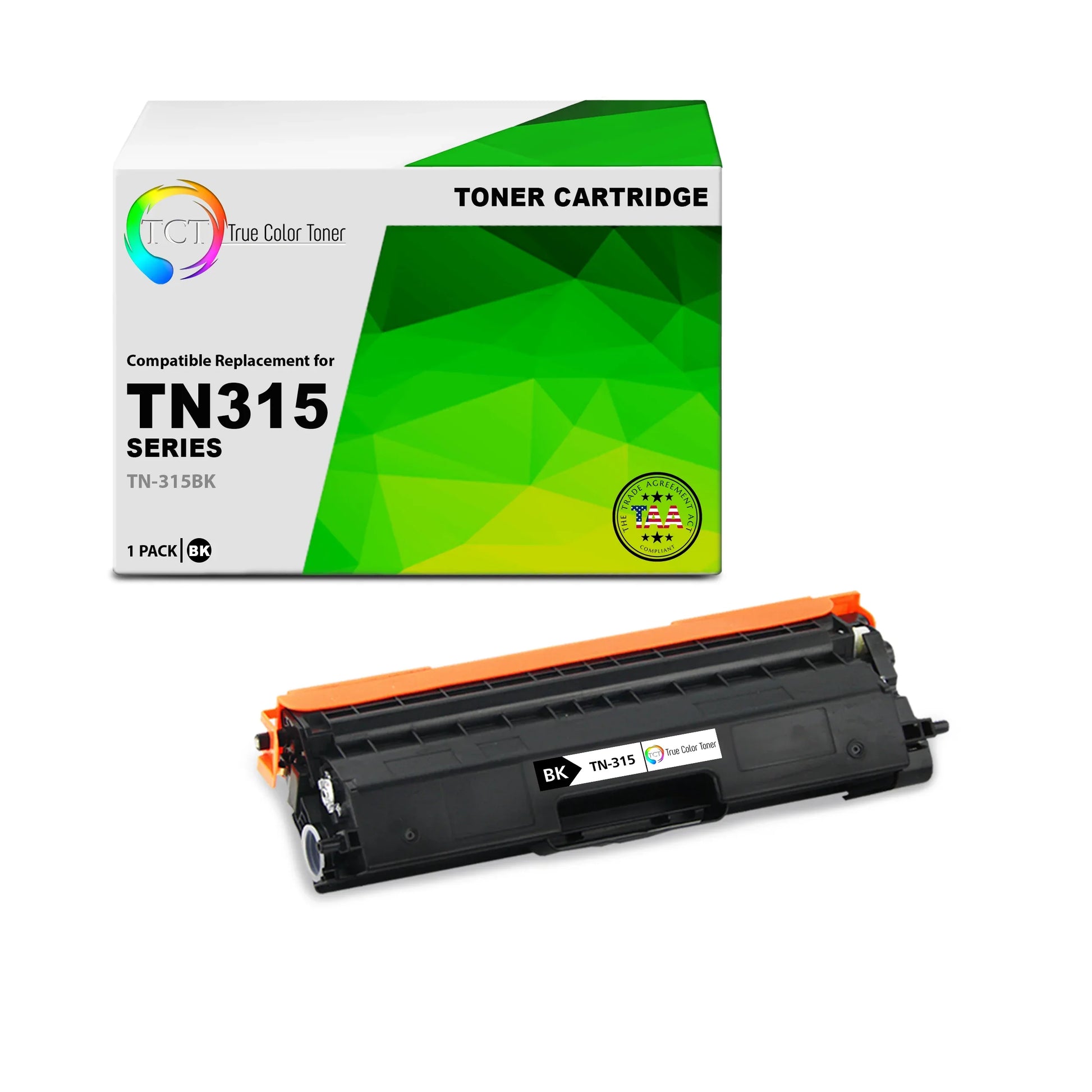 TCT TN315 Black Toner Cartridge - TAA Compliant Compatible Replacement for Brother TN315 TN-315BK Black - True Color Toner