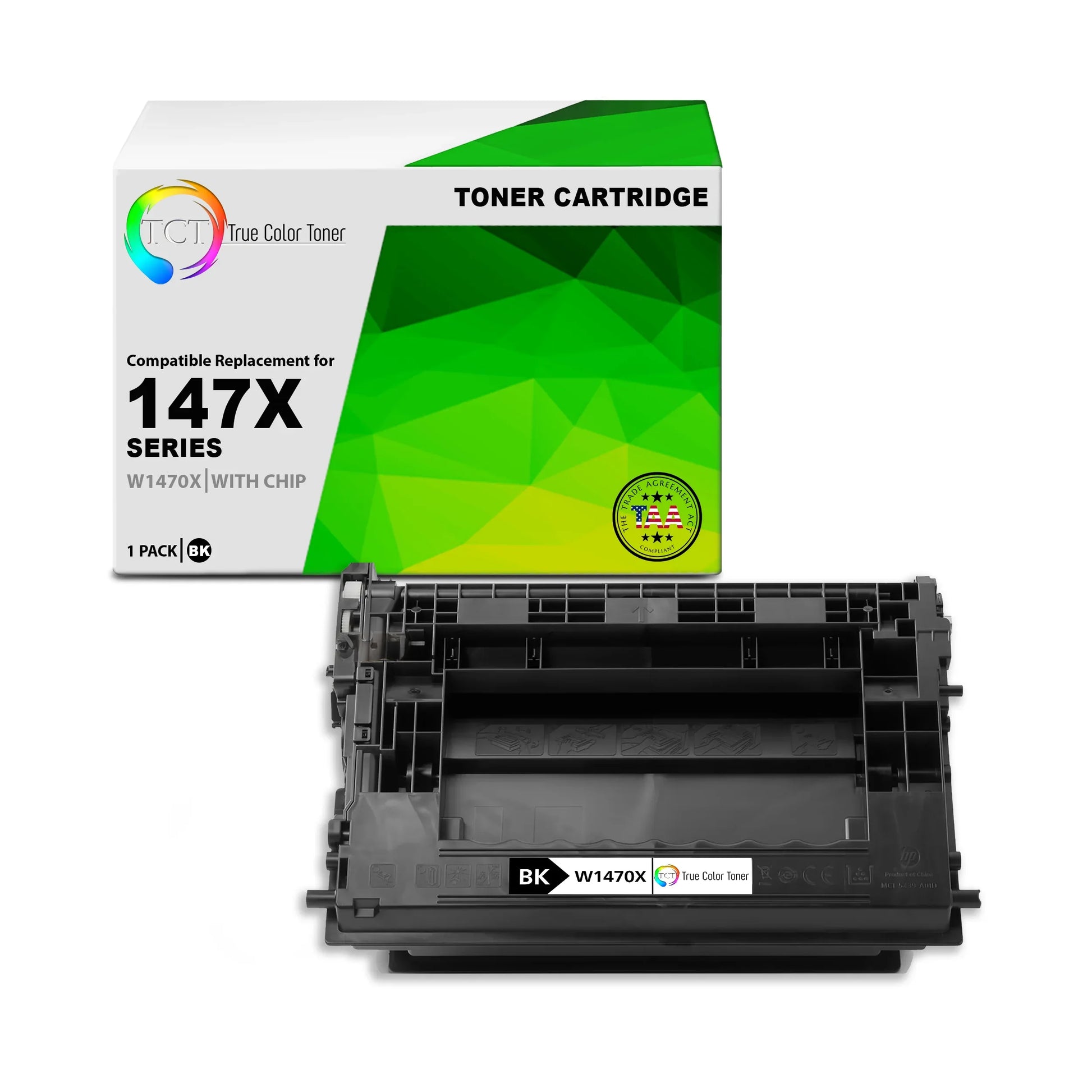 TCT 147X Toner Cartridge - TAA Compliant Compatible Replacement for HP 147X W1470X Black High Yield - True Color Toner