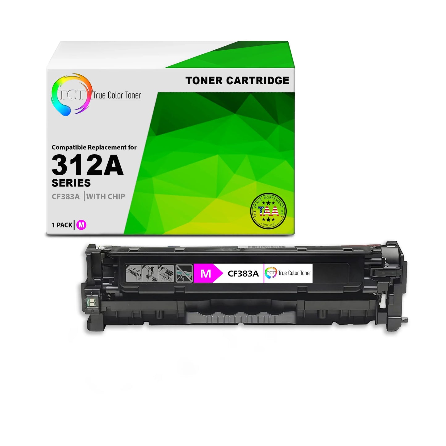 TCT 312A Magenta Toner Cartridge - TAA Compliant Compatible Replacement for HP 312A CF383A - True Color Toner